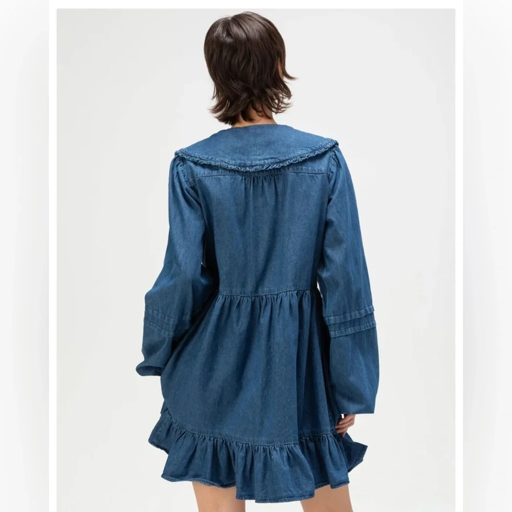 BDG Urban Outfitters Women’s Long Sleeve Button Front Denim Collar Dress Small - Picture 4 of 12